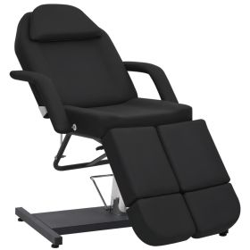 Treatment Chair Black Faux Leather Large Adjustable Armrests